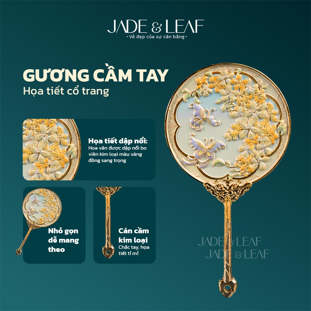 Gương Cầm Tay Hoa Mai Jade&Leaf Gương Mini Trang Điểm Cá Nhân Kiểu Vintage Cổ Trang Bỏ Túi Tiện Lợi