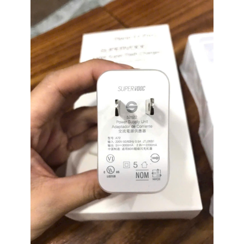 Bộ Củ Cáp Sạc Nhanh SuperVOOC 120W Kèm Cáp USB Hỗ Trợ Sạc Nhanh Công Suất Cao