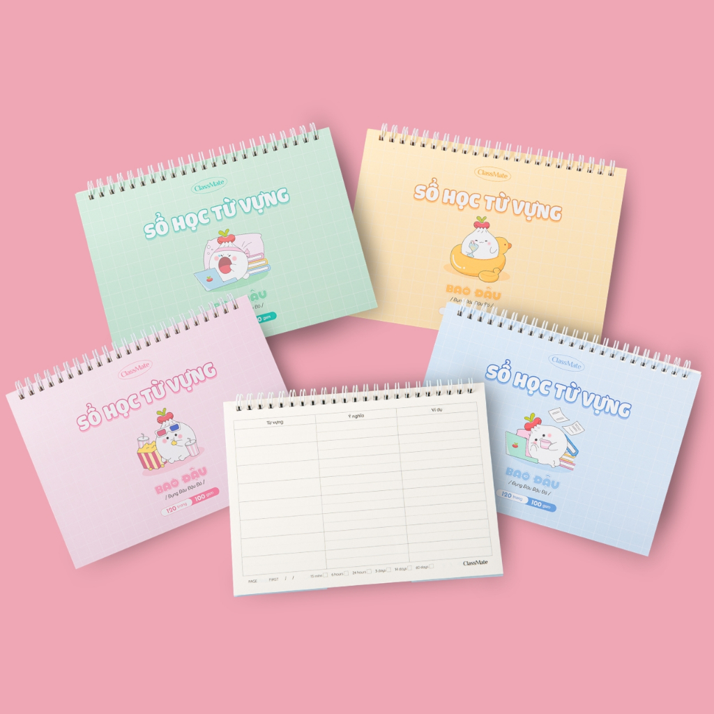 Combo 2/5 Sổ Tay Học Từ Vựng Classmate 100GSM A5 B5 Tráng Keo Sổ Từ Mới Lò Xo Ô Vuông Ô Điền Sổ Từ Vựng Học Ngôn Ngữ