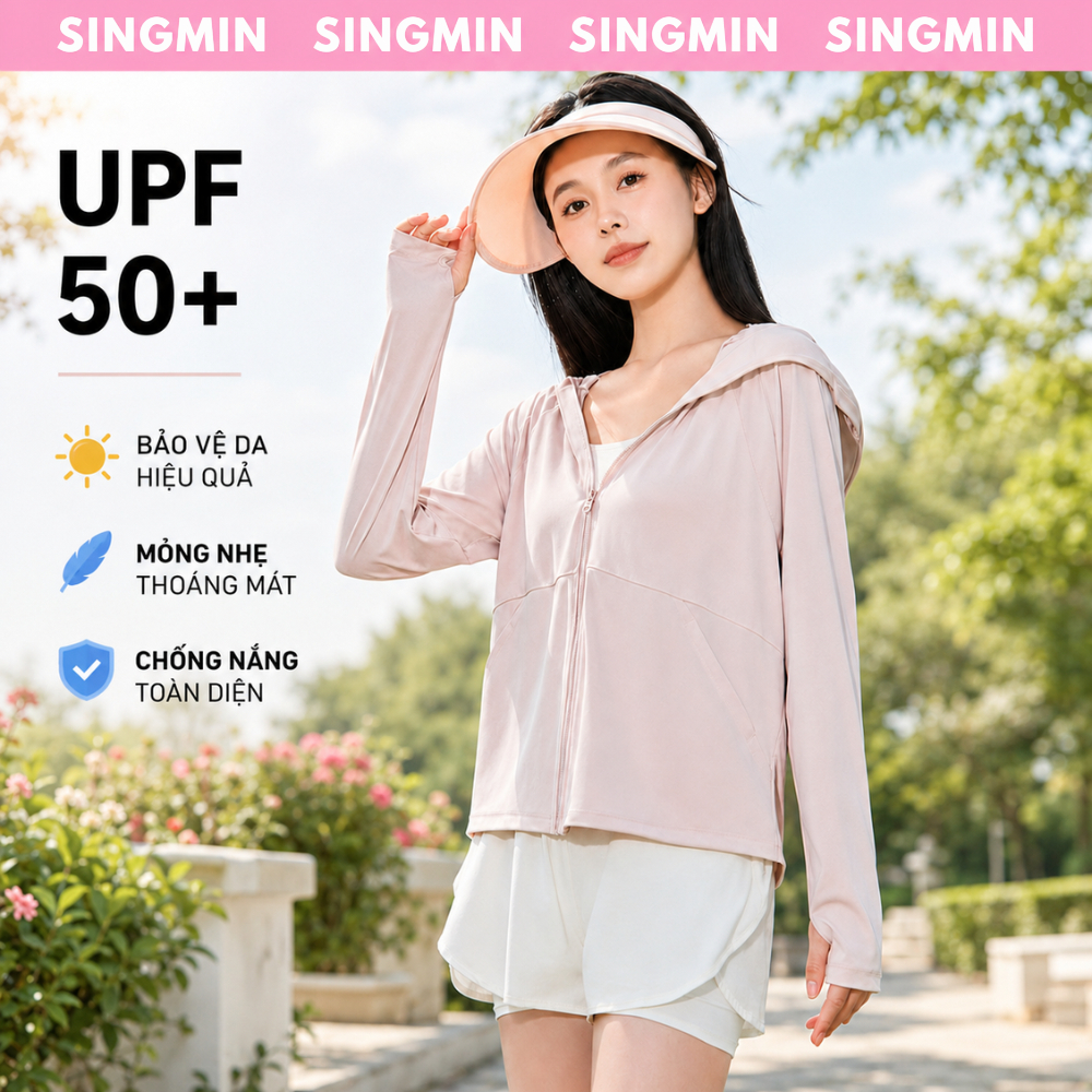 Áo khoác chống nắng nam nữ SINGMIN UPF 50+ đổi màu logo cotton lạnh ...
