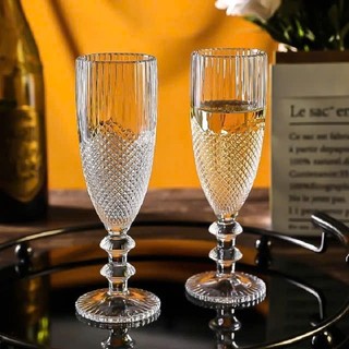Bộ 6 Ly Thủy Tinh Vang Trắng Có Chân dáng ly búp vân kim cương Dung Tích 160 ML