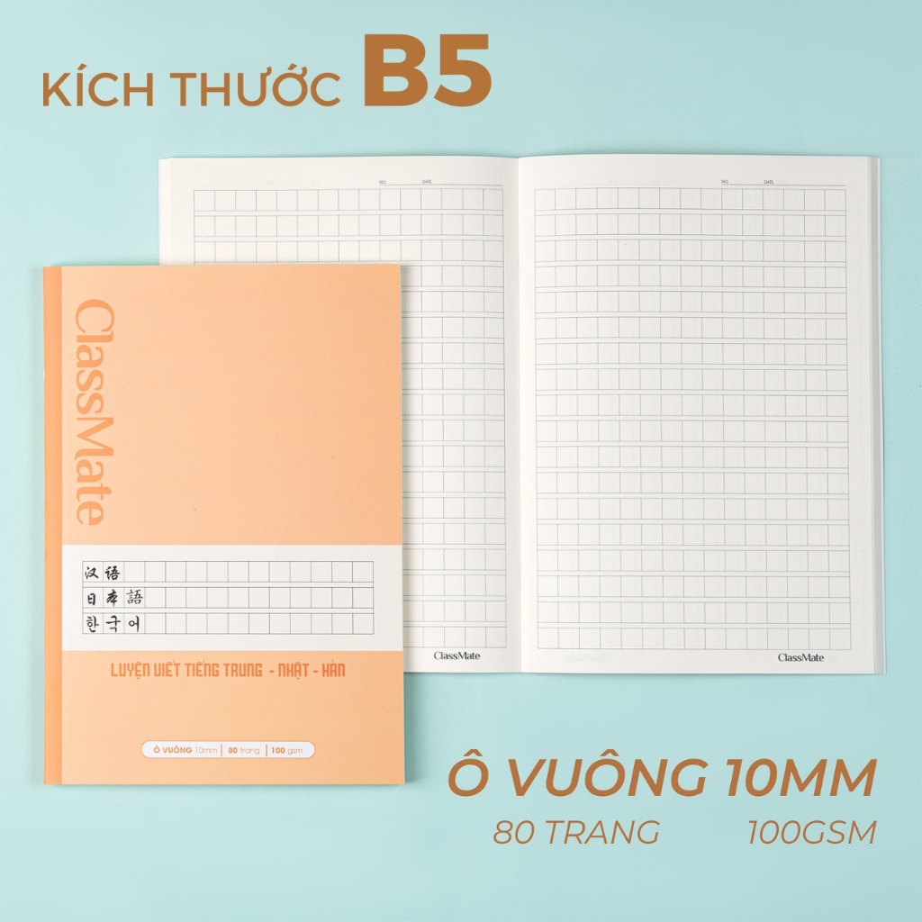 Combo 2/5 Sổ Tay Học Từ Vựng Classmate 100GSM A5 B5 Tráng Keo Sổ Từ Mới Lò Xo Ô Vuông Ô Điền Sổ Từ Vựng Học Ngôn Ngữ