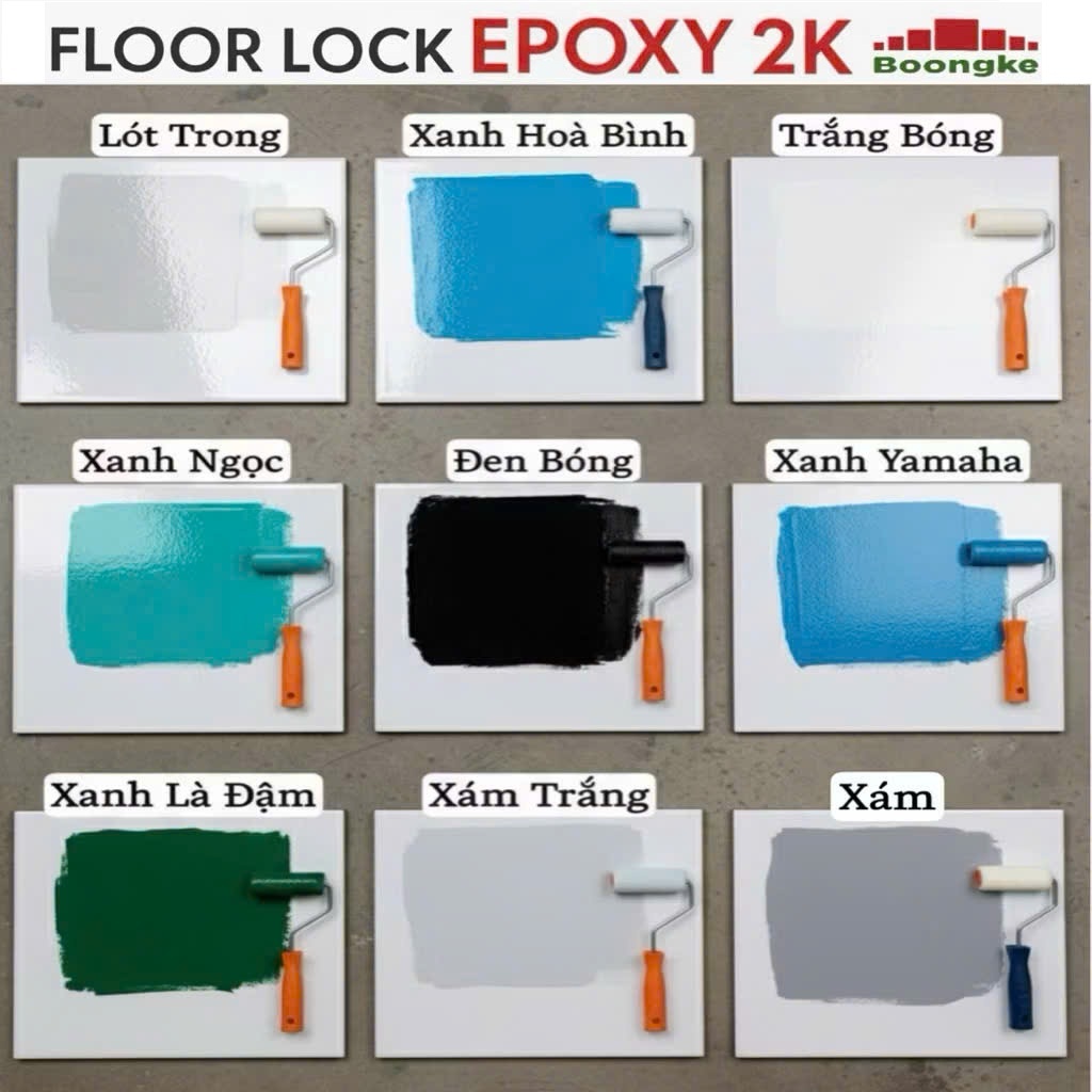 {Bộ 1kg} Sơn Gạch Men Epoxy 2 Thành phần Hệ Nước Floor Look (Bền - Sạch - Chống Thấm)
