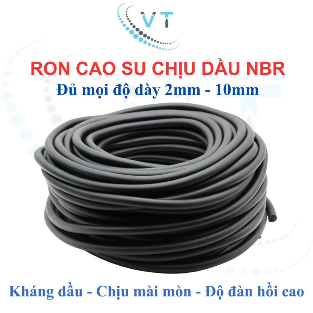 [Túi 3-5 Mét] Ron Cao Su Chịu Dầu Dạng Dây Tròn Cuộn Độ Dày 2mm 3mm 4mm 5mm 6mm 8mm 10mm Gioăng NBR Làm Kín Khít Cao Cấp