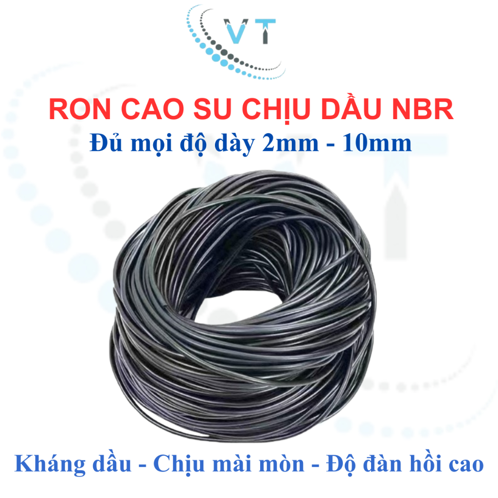 [Túi 3-5 Mét] Ron Cao Su Chịu Dầu Dạng Dây Tròn Cuộn Độ Dày 2mm 3mm 4mm 5mm 6mm 8mm 10mm Gioăng NBR Làm Kín Khít Cao Cấp