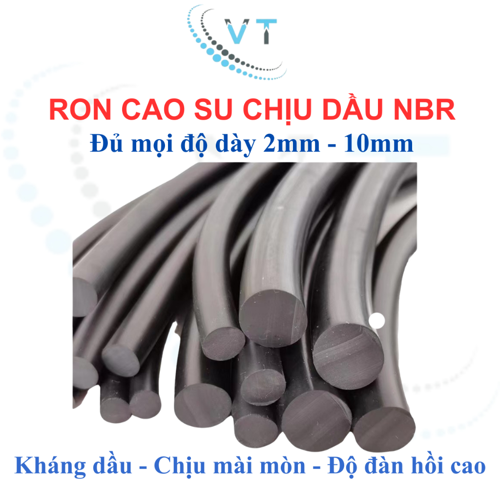 [Túi 3-5 Mét] Ron Cao Su Chịu Dầu Dạng Dây Tròn Cuộn Độ Dày 2mm 3mm 4mm 5mm 6mm 8mm 10mm Gioăng NBR Làm Kín Khít Cao Cấp