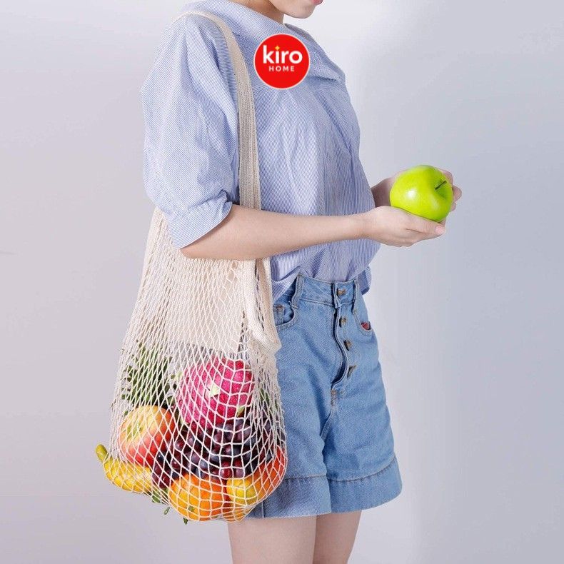 Túi Lưới Đi Biển Sợi Cotton Co Giãn Cỡ Lớn, Giỏ Xách Tote Đi Chợ Thân Thiện Môi Trường Phong Cách Hàn Quốc