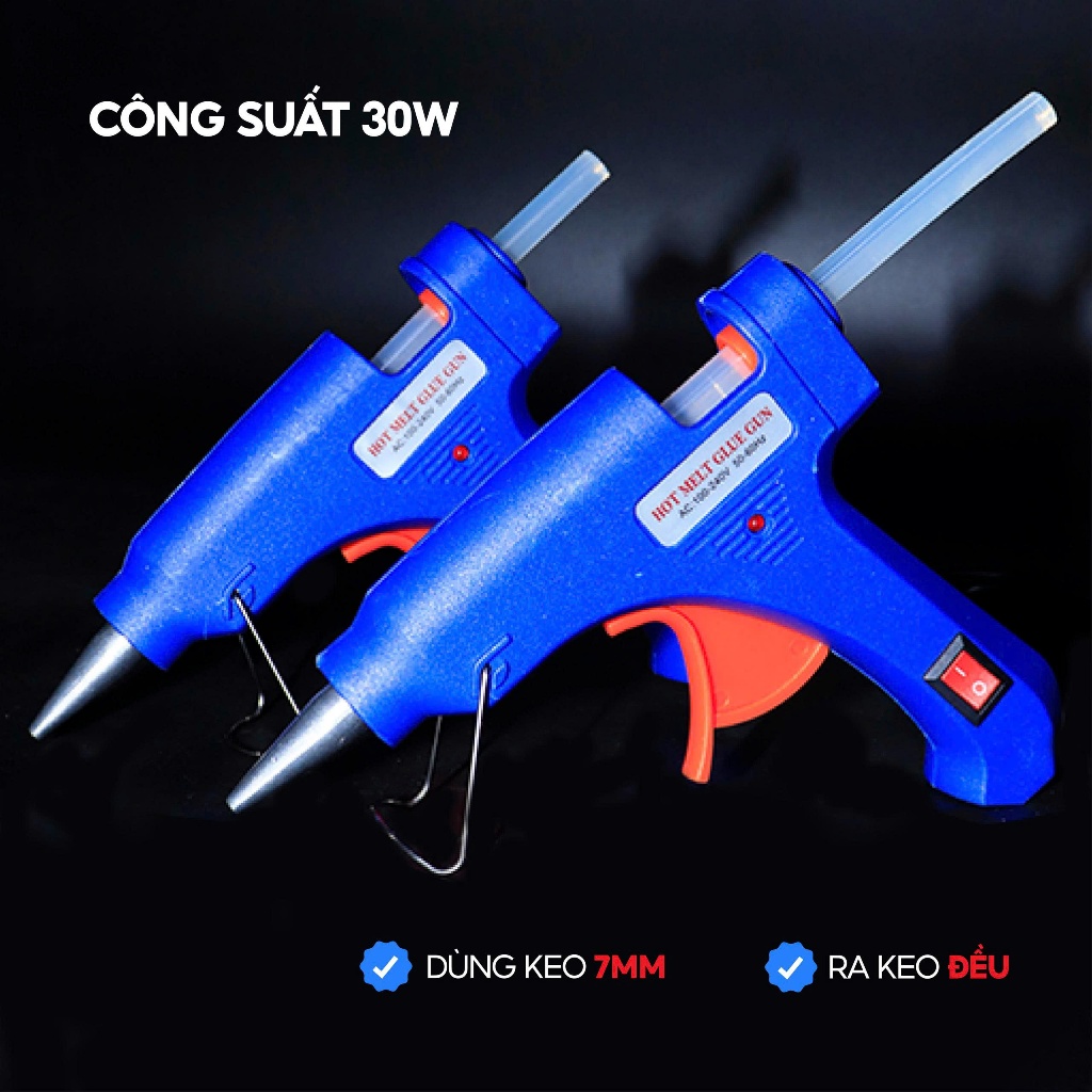 Dụng cụ bắn keo nến cầm tay ZX-KA008 bằng nhựa, máy bắn keo nhiệt mini 30W, keo nến 7mm (kèm 2 keo)