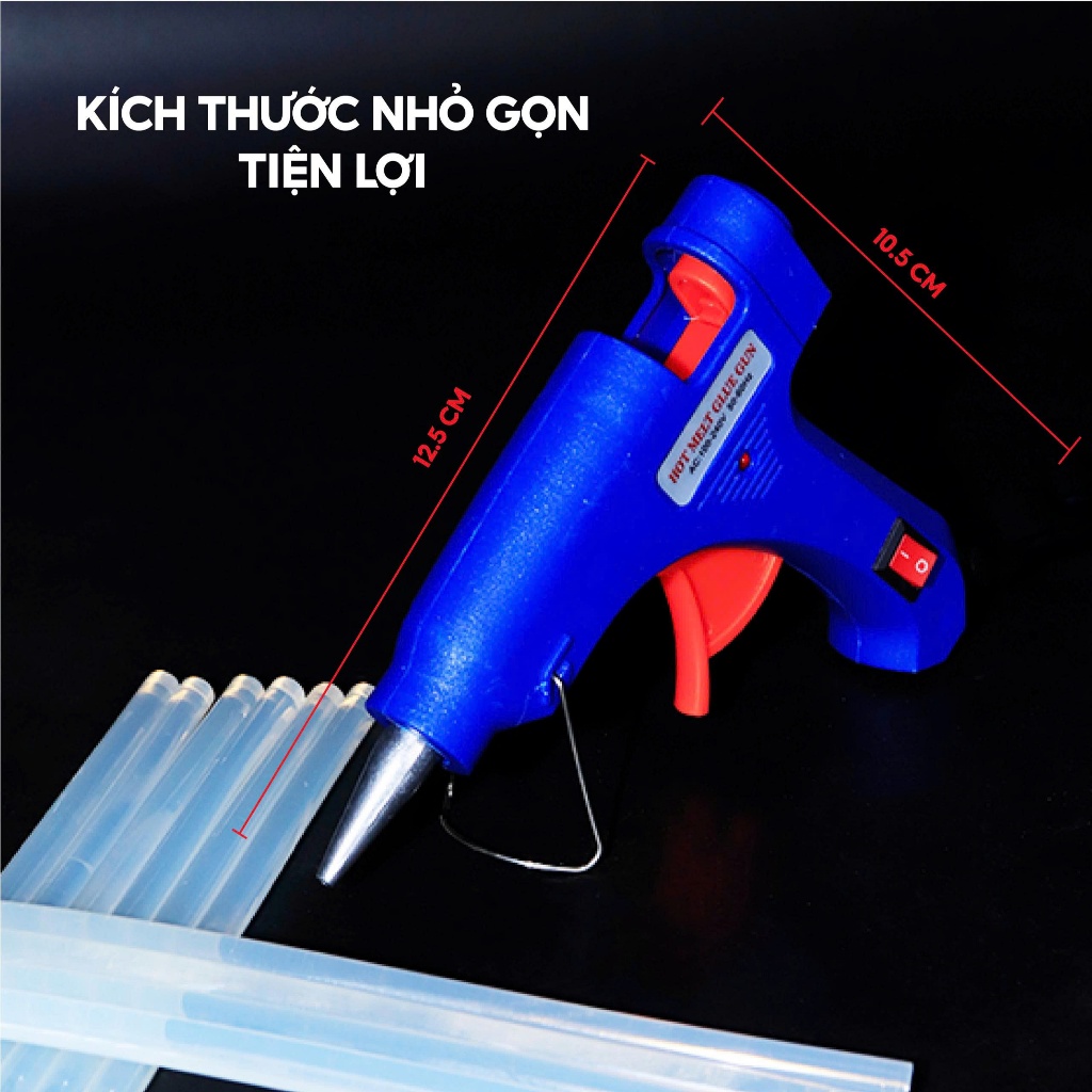 Dụng cụ bắn keo nến cầm tay ZX-KA008 bằng nhựa, máy bắn keo nhiệt mini 30W, keo nến 7mm (kèm 2 keo)