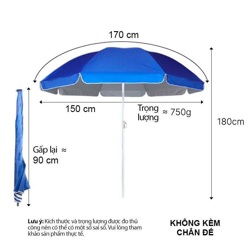 Dù Chính Tâm Mái Tròn (loại nhỏ) Che Ngoài Trời, Tiện Lợi, Phù Hợp Với Xe Đẩy Nhỏ-Không gồm chân đế