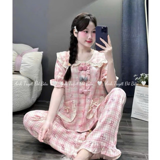 Bộ Bầu - bộ sau sinh - BỘ QDAC ĐŨI HÀN HÌNH CỔ SEN 3 NƠ NỔI - 5 Màu & Áo Có Khóa Kéo Cho Bé TuTI