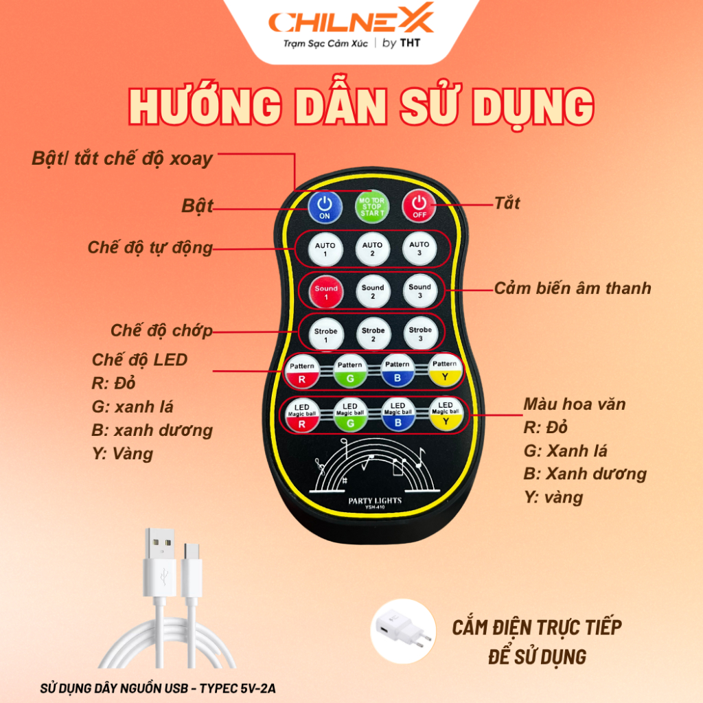Đèn Sân Khấu Hoa Văn Cầu 7 Mắt Mini CHILNEXX Đèn Bar chiếu tia laze nháy theo nhạc đèn karaoke có  khiển party đèn sàn