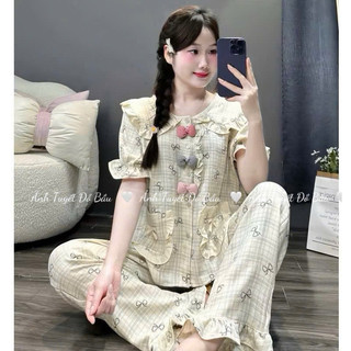 Bộ Bầu - bộ sau sinh - BỘ QDAC ĐŨI HÀN HÌNH CỔ SEN 3 NƠ NỔI - 5 Màu & Áo Có Khóa Kéo Cho Bé TuTI