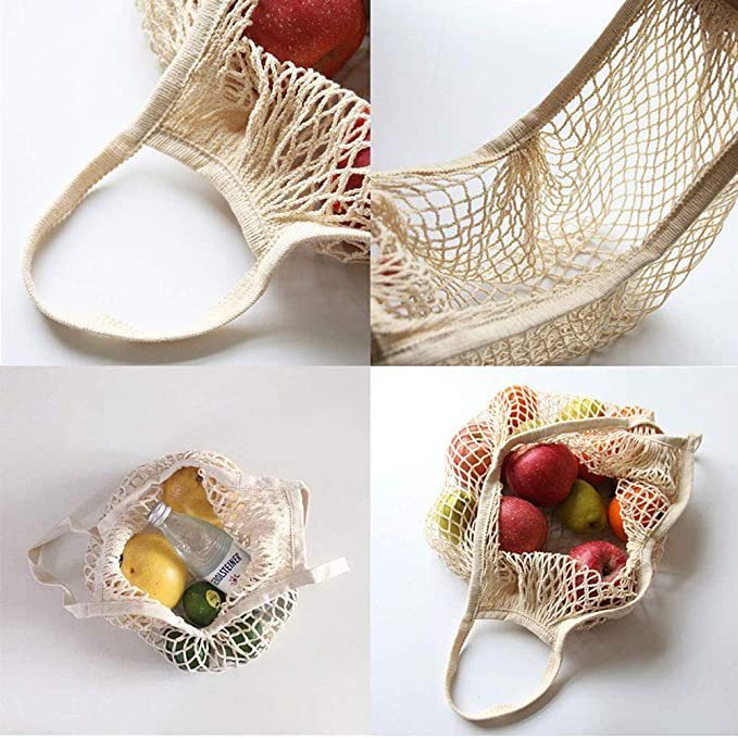 Túi Lưới Đi Biển Sợi Cotton Co Giãn Cỡ Lớn, Giỏ Xách Tote Đi Chợ Thân Thiện Môi Trường Phong Cách Hàn Quốc
