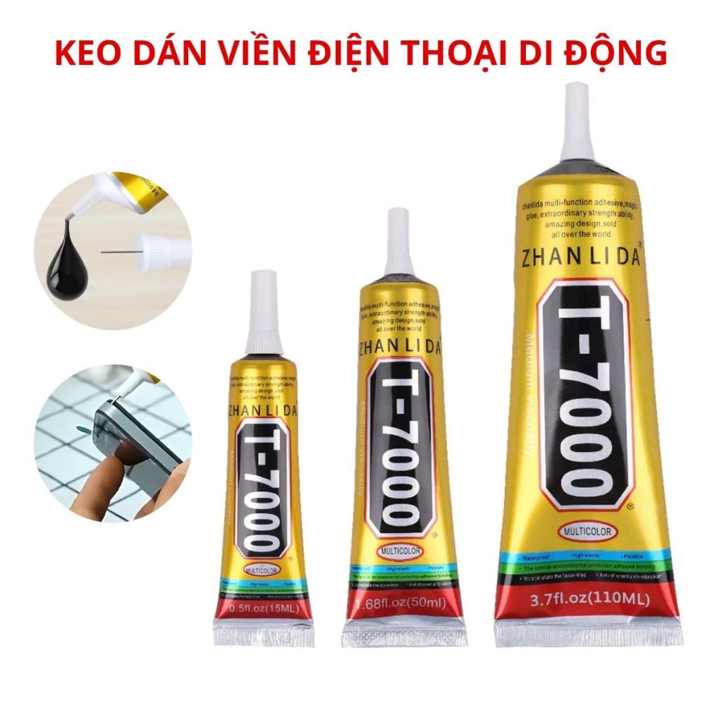 Keo dán viền màn hình điện thoại di động màu đen siêu dính chắc chống nước T7000 50ml