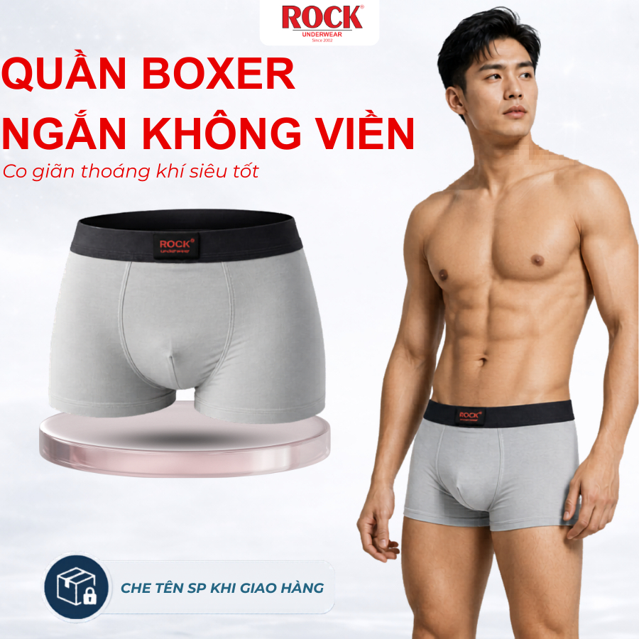 Quần Lót Nam Boxer ROCK QA 1060 Trơn Mát Thoáng Khí Cao Cấp, Quần SỊp Nam Boxer Mềm Mại Thoải Mái Ngày Dài