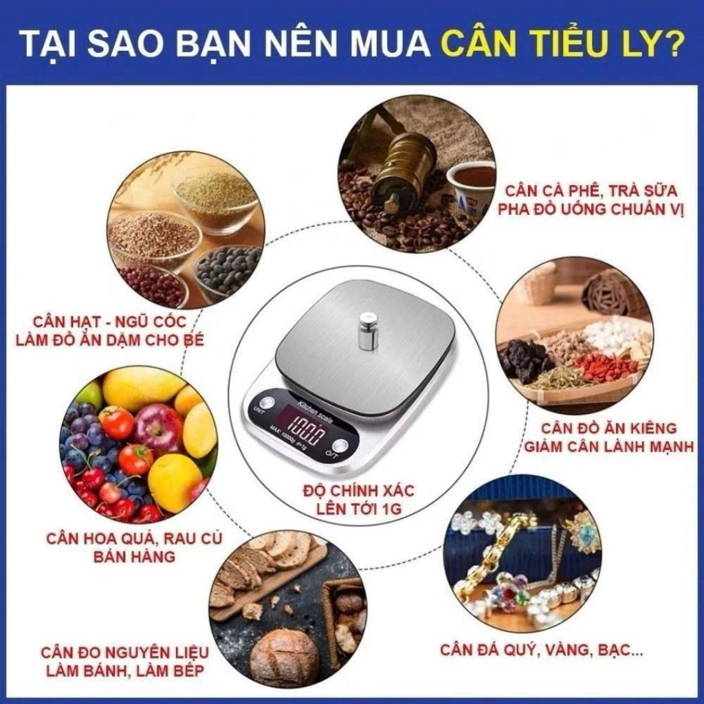 Cân Tiểu Ly Điện Tử ALOHOME – Cân Điện Tử Mini 0.1g–10kg Màn Hình LED Thiết Kế Nhỏ Gọn