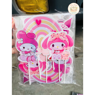 Bịch 10 sét giấy hình cắm hello kitty, mèo silamon- Phụ kiện trang trí bánh kem, bánh sinh nhật