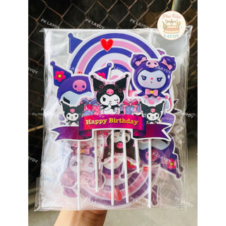 Bịch 10 set giấy hình cắm Tổng Hợp Kuromi, Kitty, Gấu Dâu, cinamollron, capybara- Phụ kiện trang trí bánh sinh nhật