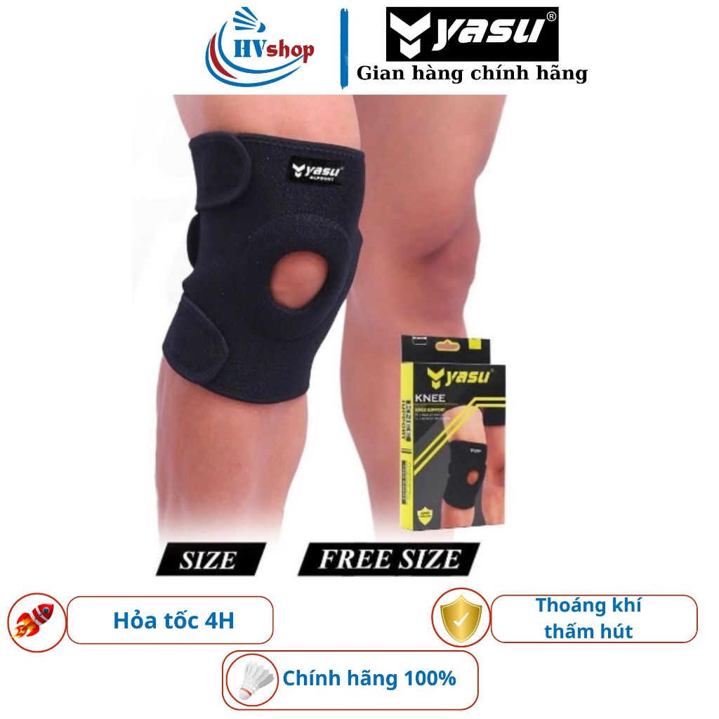 Bó gối cầu lông Yasu 7616, băng gối thể thao thiết kế mềm, nhiều lỗ thoáng khí - HVShop