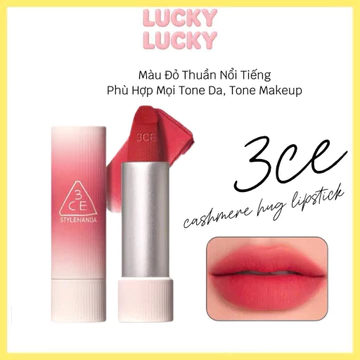 Son Thỏi 3CE Cashmere Hug Lipstick Bền Màu, Lâu Trôi, Dưỡng Ẩm Môi, Che Phủ