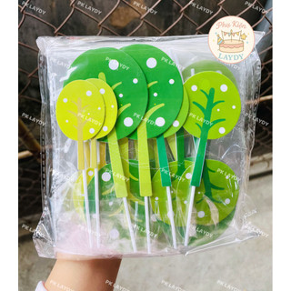 Bịch 10set giấy cỏ cây, hoa lá, cây dừa trang trí bánh kem, bánh sinh nhật