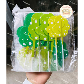 Bịch 10set giấy cỏ cây, hoa lá, cây dừa trang trí bánh kem, bánh sinh nhật
