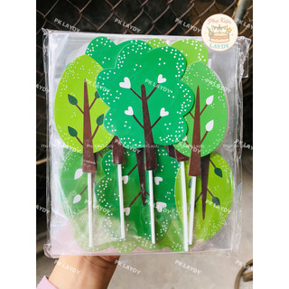 Bịch 10set giấy cỏ cây, hoa lá, cây dừa trang trí bánh kem, bánh sinh nhật