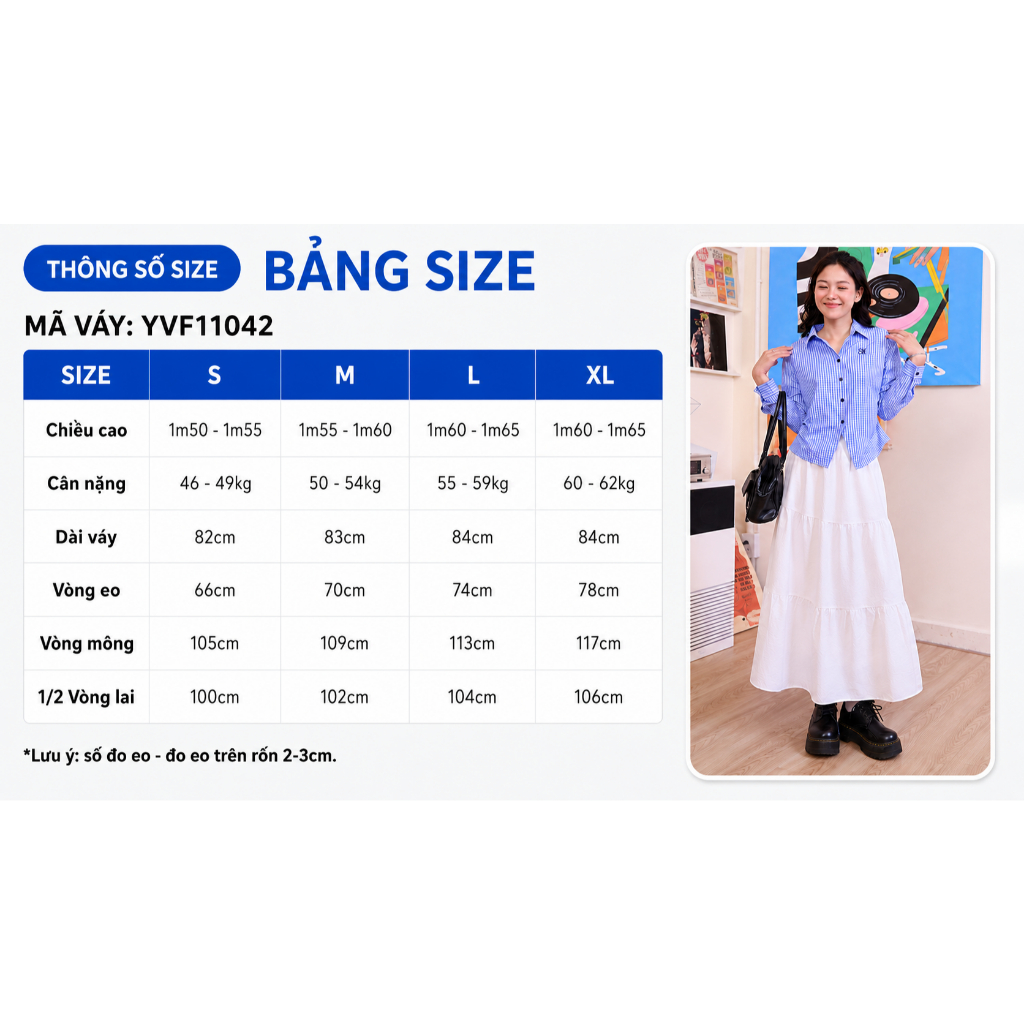 Chân Váy Midi Tầng GUMAC Form A Xoè Lưng Thun Có Túi Xéo Chất Cotton Mịn 2 Lớp Mềm Mát YVF11042