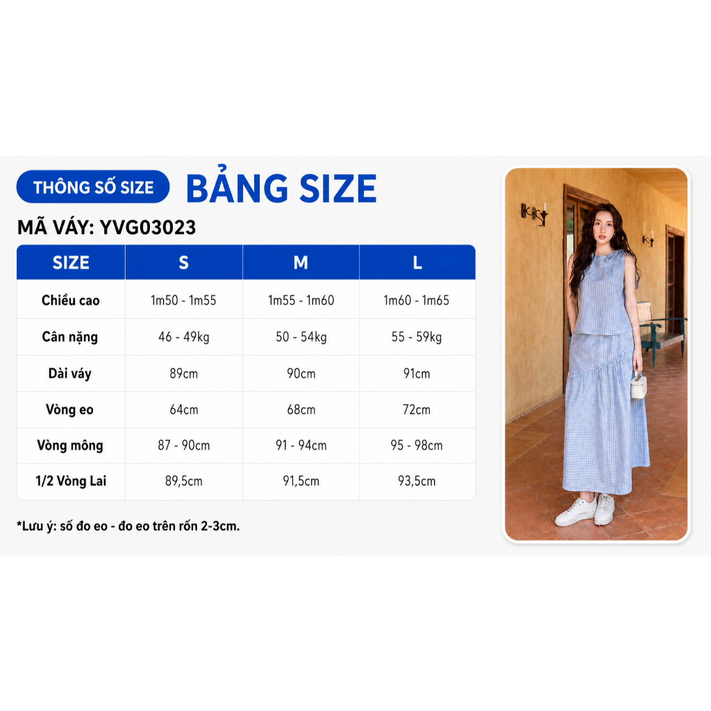 Set lẻ Áo kiểu cổ yếm GUMAC - Gmorning YAG03024 - Chân váy nơ xoè GUMAC - Gmorning YVG03023