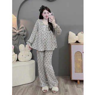 Bộ Bầu - bộ sau sinh-BỘ DÀI ĐŨI NHĂN HÌNH CỔ SEN DÁNG BBD NƠ TRẮNG - 6 Màu, Áo Có Khoá Kéo & Quần Có Chun Chỉnh