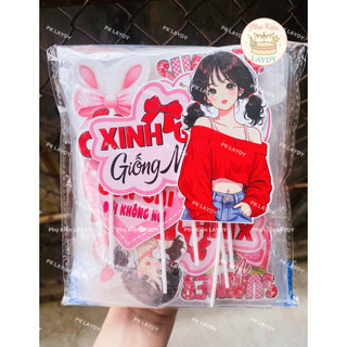 Bịch 10 set giấy hình cô gái, thanh niên sang chảnh, quý bà, phụ nữ ngày 20/10, 8/3- Phụ kiện trang trí bánh kem