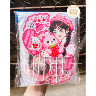 Bịch 10 set giấy hình cô gái, thanh niên sang chảnh, quý bà, phụ nữ ngày 20/10, 8/3- Phụ kiện trang trí bánh kem