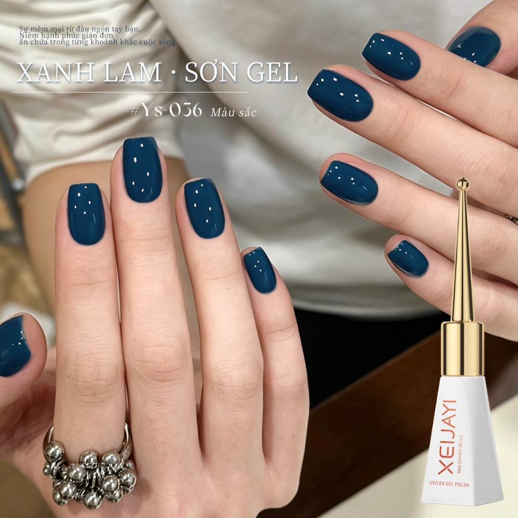 XEIJAYI 10ml - Sơn móng tay dạng gel màu xanh biển sâu, màu sắc bền lâu, thích hợp cho các tiệm nail và tự làm tại nhà.