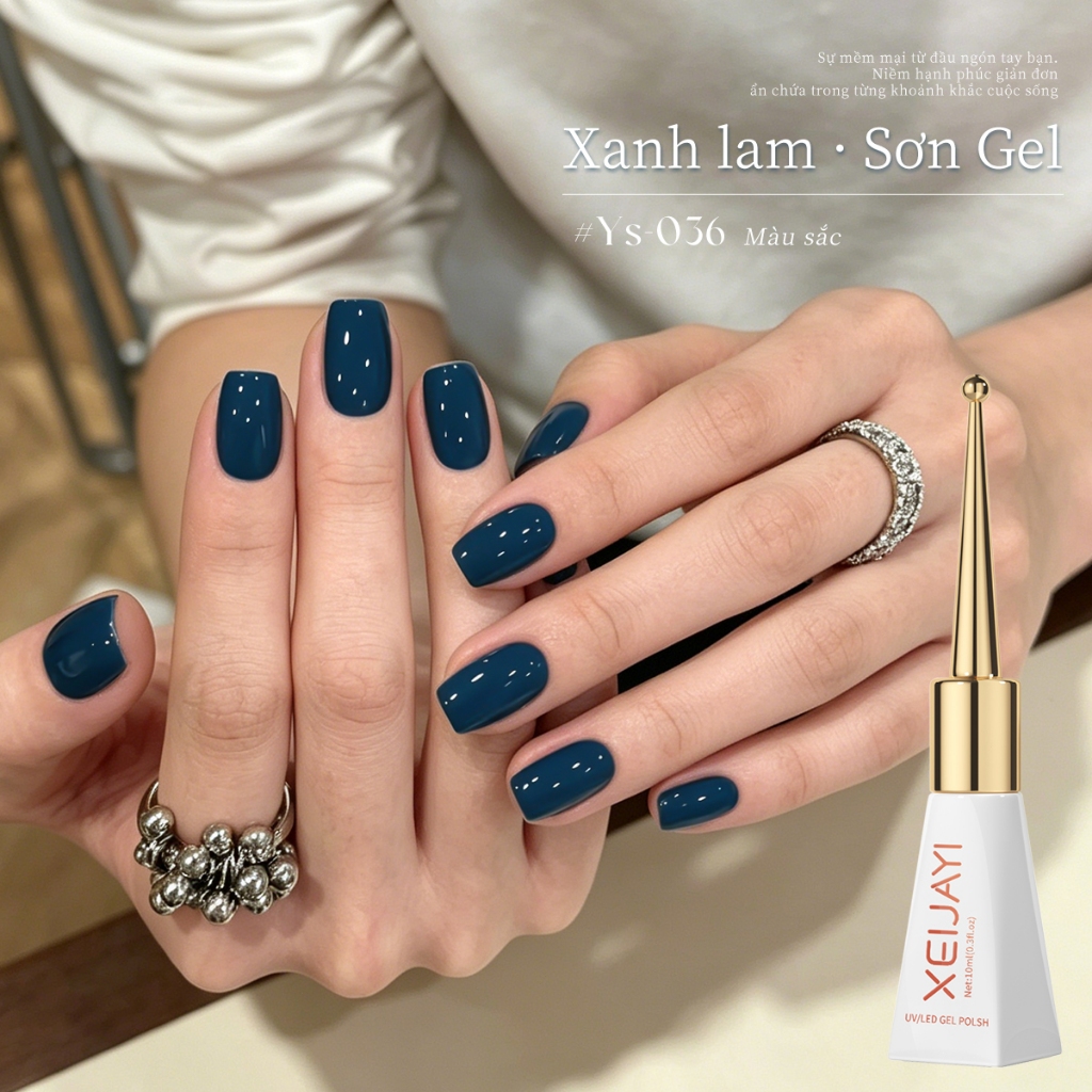 XEIJAYI 10ml - Sơn móng tay dạng gel màu xanh biển sâu, màu sắc bền lâu, thích hợp cho các tiệm nail và tự làm tại nhà.