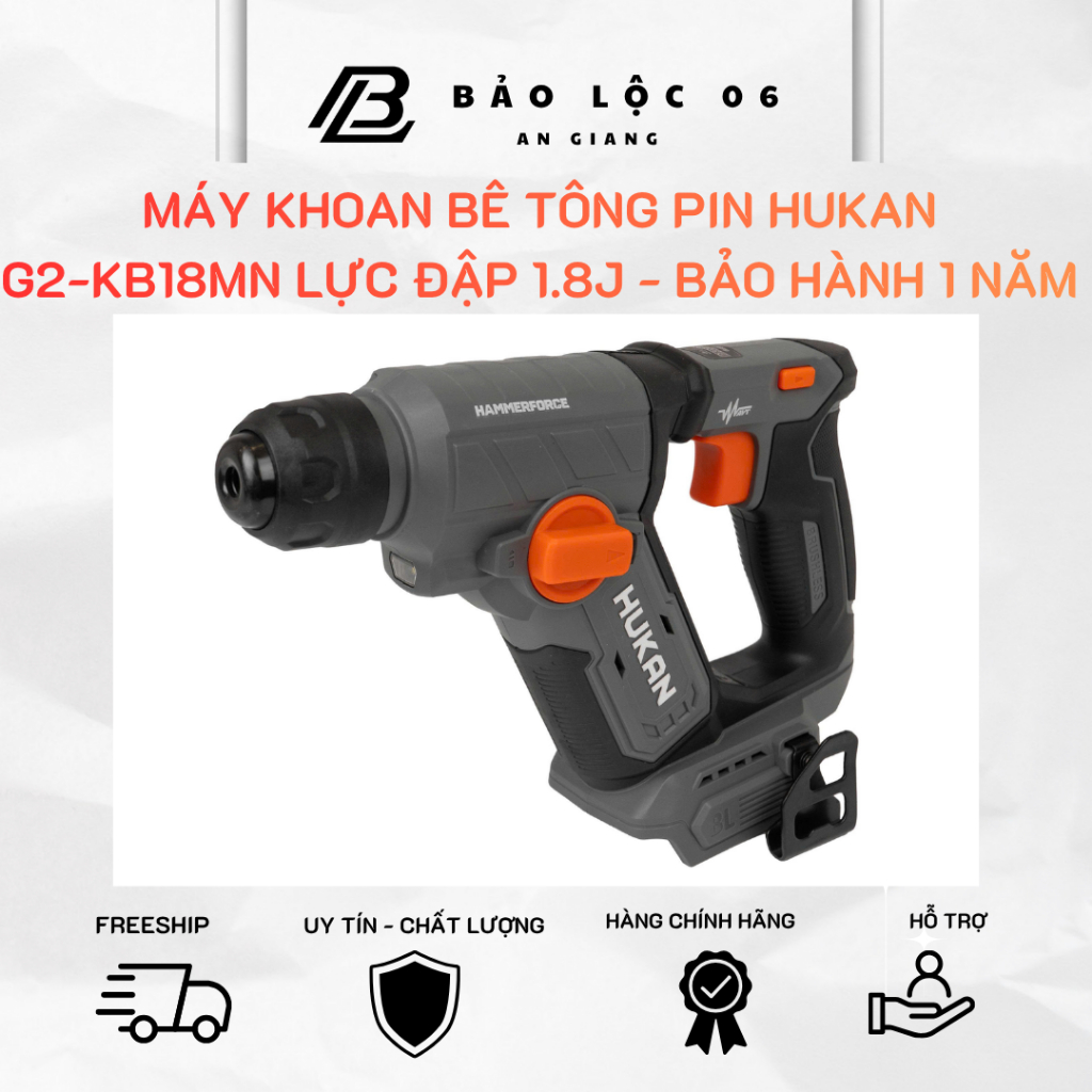 Máy Khoan Bê Tông Pin 21V HUKAN G2-KB18MN – Động Cơ Brushless, Lực Đập 1.8J - bảo hành 12 tháng
