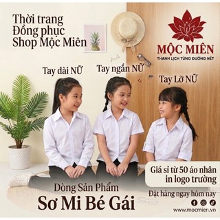 Aó Sơ Mi Trắng Bé Gái Người  Lớn Cọc Tay Dài Tay Tay Lỡ Đi Học Đi Làm SIZE 18-85kg Vải Kate Loại Nhất Chất Lượng Cao Cấp