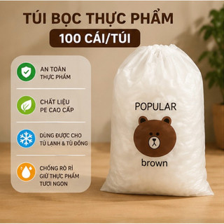 Túi gần 100 Màng Bọc Thực Phẩm Co Giãn PE Có Chun – Bọc Rau Củ, Thức Ăn, Bát Đĩa Cốc Chén Chống Bụi