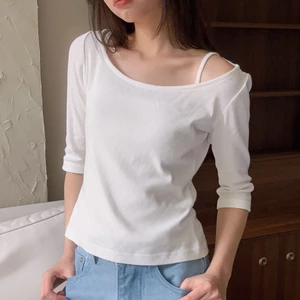 Áo thun cổ thuyền tay lửng SONNA HI – cotton thông hơi cao cấp – HALF SLEEVE BOAT-NECK TOP