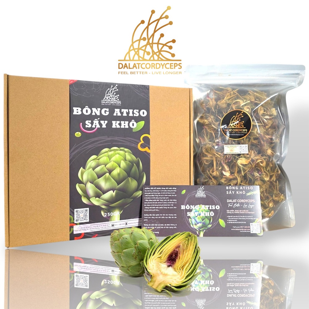 Trà Bông Atiso Sấy Khô Hộp 250g Dalat Cordyceps