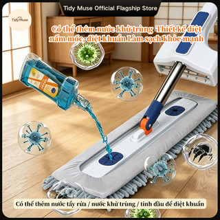 Cây Lau Nhà Tự Vắt Size 45cm + 2 Bông Lau | Cây lau tự vắt xoay 360° | Hút nước nhanh, khô nhanh