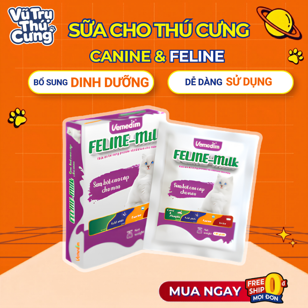 Sữa Cho Chó Mèo Canine Và Feline Của Vemedim Gói 100g, Bổ Sung Dinh Dưỡng Toàn Diện