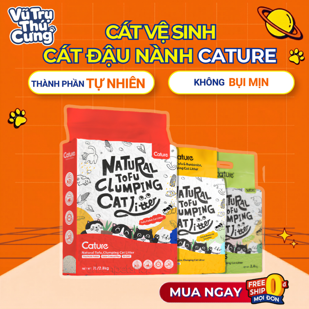 Cát Vệ Sinh Cho Mèo Tofu Cature Nguyên Liệu Đậu Nành Không Bụi, Khử Mùi Tốt