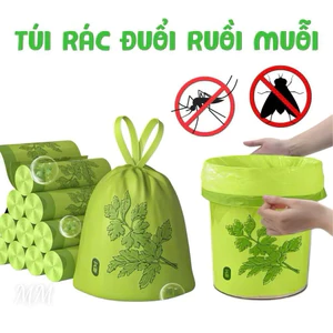 Cuộn đựng rác 50 cái hương ngải cứu xua đuổi muỗi , côn trùng siêu dai , cuộn rác có dây rút tiện lợi