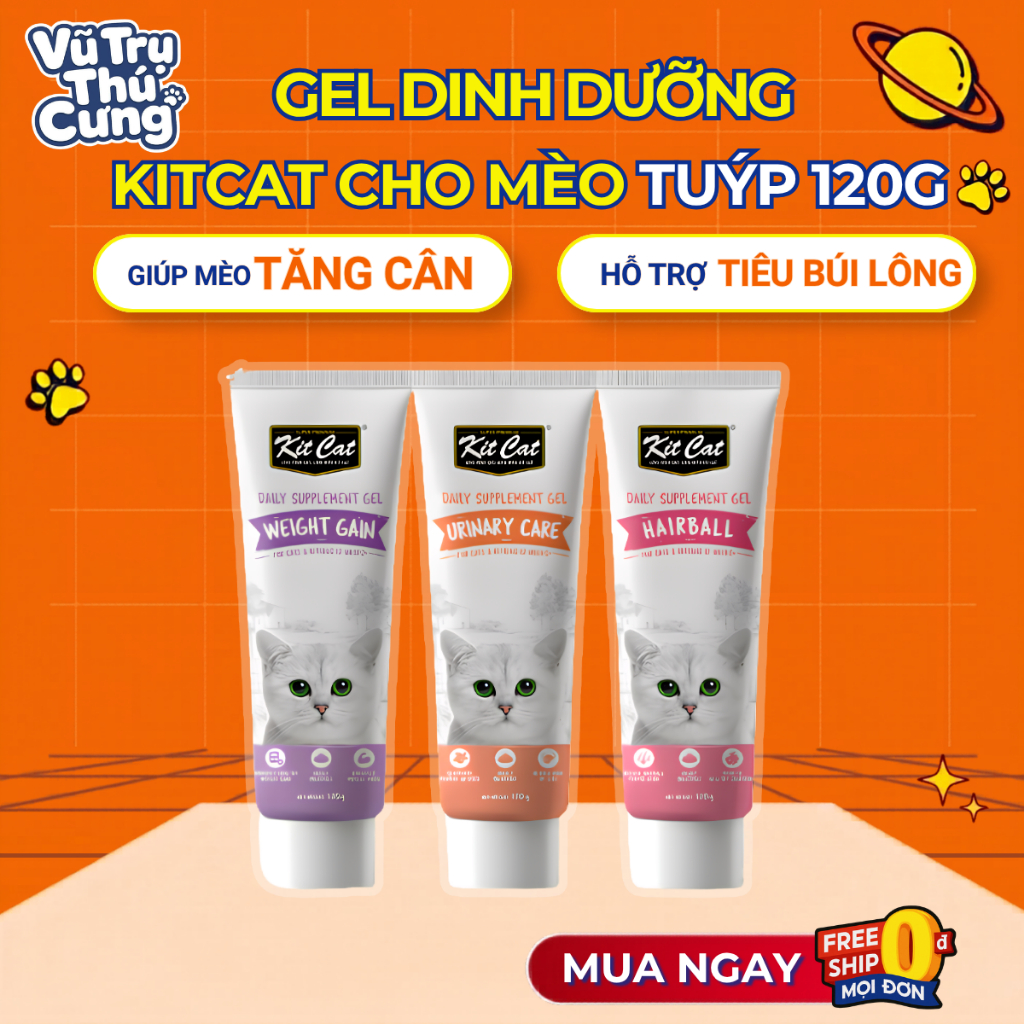 Gel Dinh Dưỡng Cho Mèo Kitcat 120g Hỗ Trợ Tăng Cân, Hỗ Trợ Tiết Niệu, Giảm Búi Lông