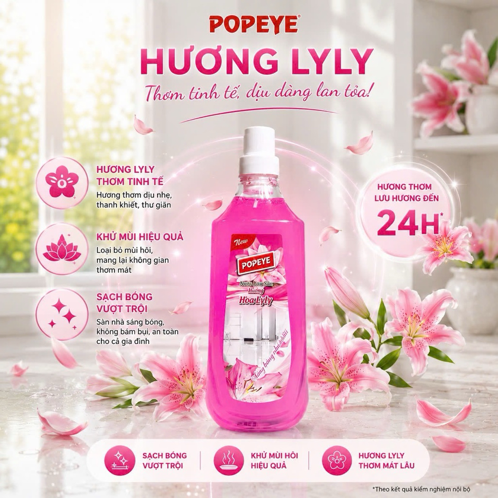 Nước Lau Sàn Popeye Hương Hoa LyLy - Hương Thơm Dịu Nhẹ Cho Cả Gia Đình