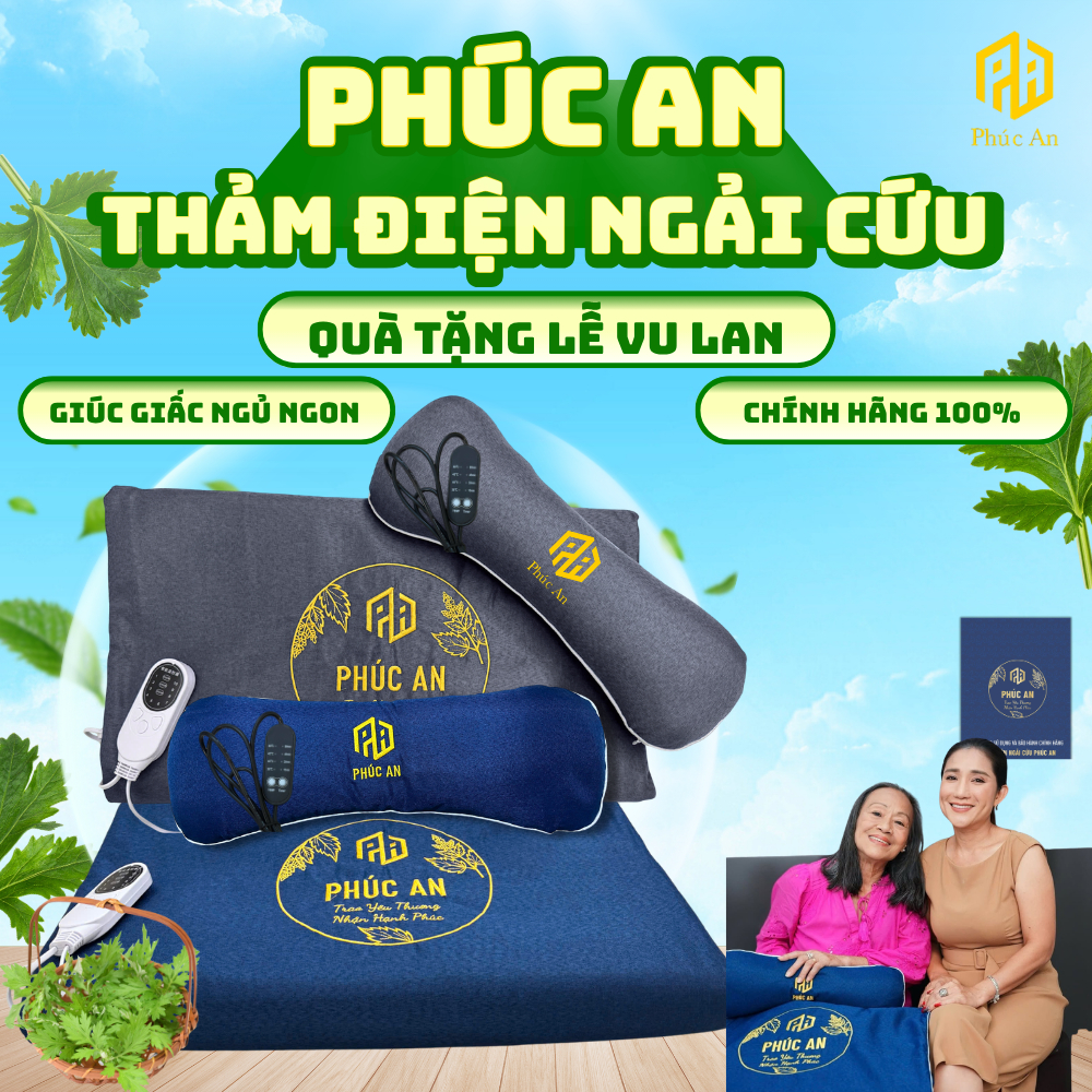 [Bảo hành 1 năm] Combo Thảm điện + gối ngải cứu Phúc An, quà tặng Lễ Vu Lan ý nghĩa cho cha mẹ, lỗi 1 đổi 1