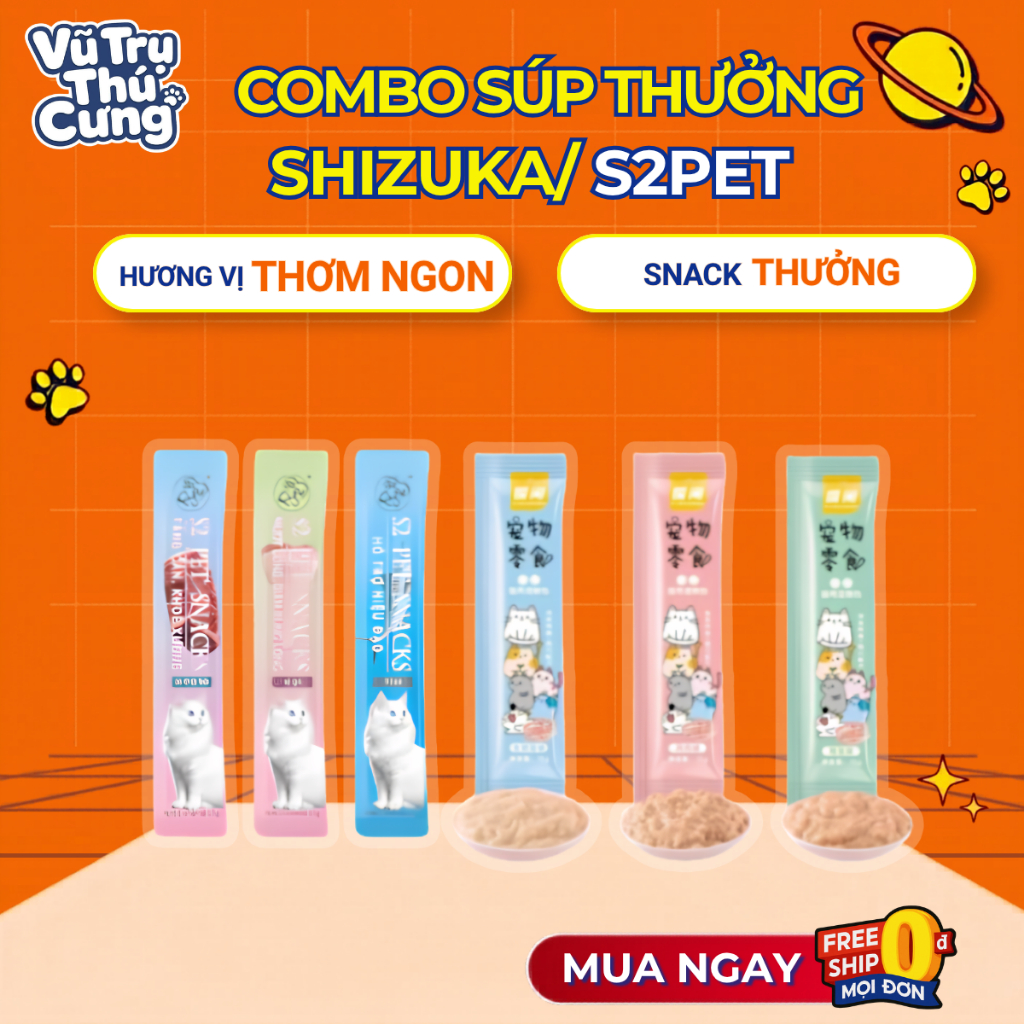 Combo 100 Thanh Súp thưởng cho mèo Shizuka / S2PET nhiều dinh dưỡng 15g
