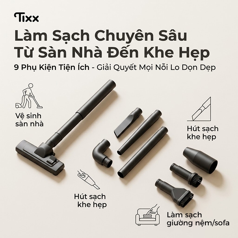 TIXX Máy hút bụi cầm tay 500W tháo lắp tiện lợi nhỏ gọn 2 in 1 Máy hút bụi