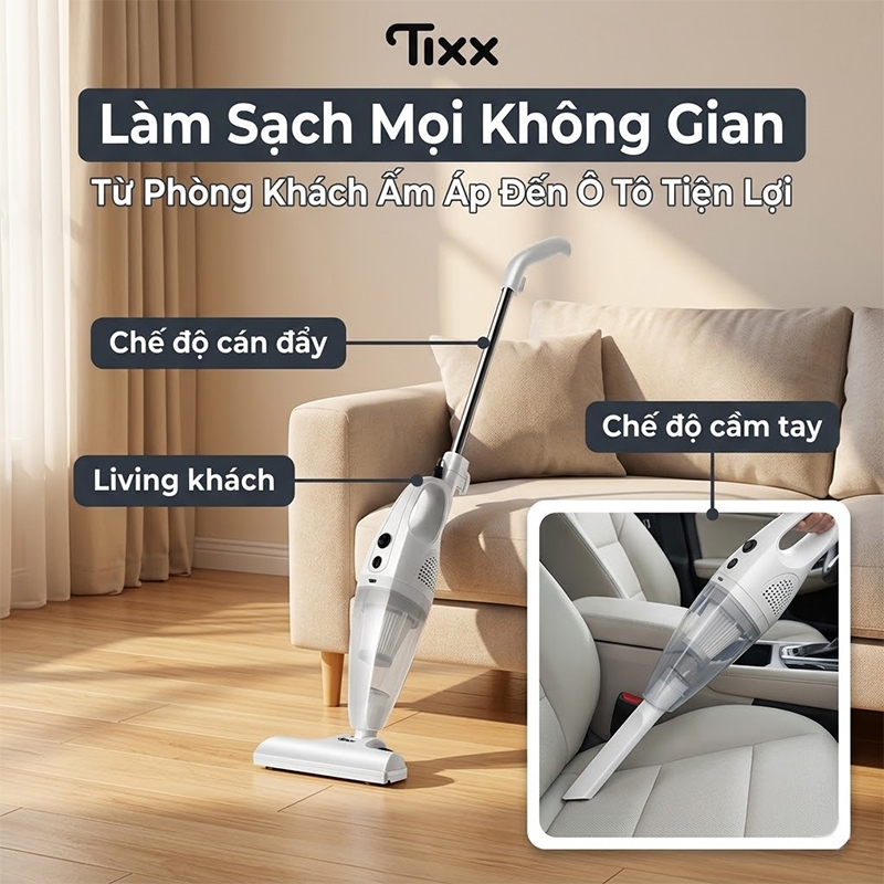 TIXX Máy hút bụi cầm tay 500W tháo lắp tiện lợi nhỏ gọn 2 in 1 Máy hút bụi